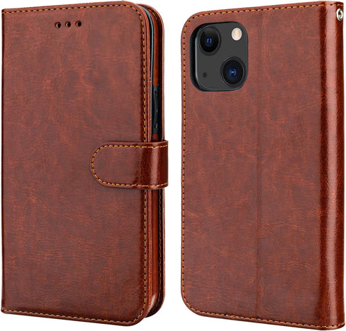 Bocasal Detachable Wallet Case for iPhone 13, RFID Blocking Card Slots Holder, Premium PU Leather Magnetic Kickstand