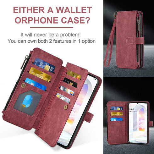 Asuwish Phone Case for LG Velvet 5G, Wallet Cover with Tempered Glass Screen Protector, Leather Flip Card Holder, Red
