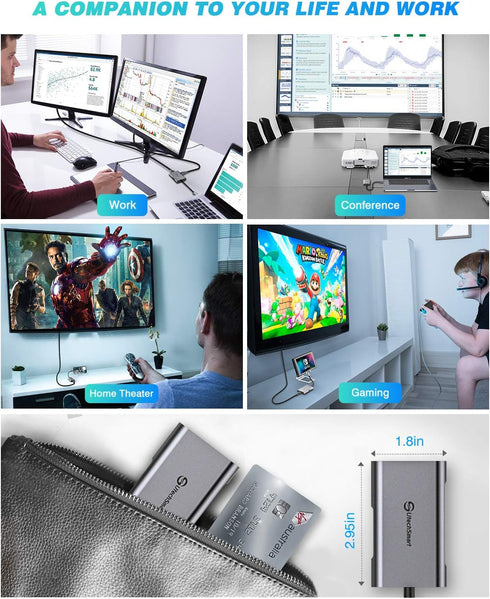 USB C to HDMI Adapter, UtechSmart Hub to Dual HDMI, 4 in 1 Thunderbolt 3 to HDMI with 2 HDMI Ports, 4K, USB 3.0