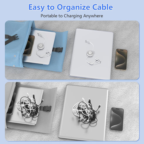 100W Multi Charging Cable for Apple Watch, iPhone 15 Retractable Charger with Type C and iWatch Charger