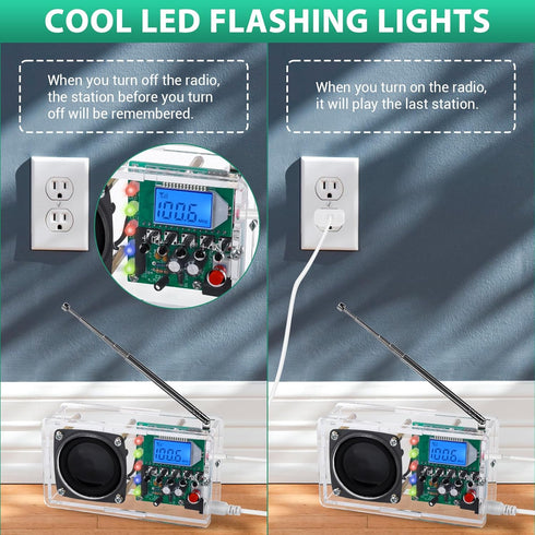 IS 76-108MHz ICSTATION FM Radio Soldering Kit, DIY Radio Kit with LED Flashing Lights FM LCD Dplay FM Radio Kit