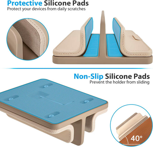 GINKOUHA 3 1 17.3''), Dual Vertical Laptop Stand, in Upright Desktop Stand Holder with Adjustable Dock (Up to Leather