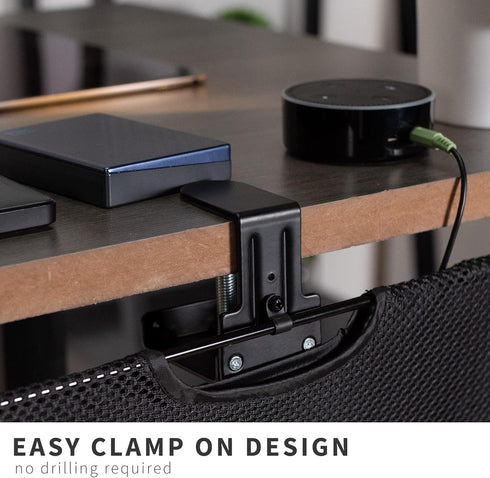 VIVO 30 Inch Clamp-on Privacy and Cable Management Organizer Sleeve, Wire Hider Kit Panel System, Desk Skirt (Black)