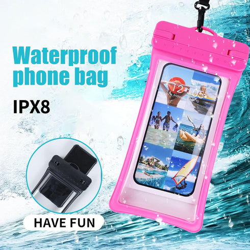 Waterproof Phone Pouch Case with Lanyard,IPX8 Floating Phone Dry Bag,Cell Phone Waterproof Pouch for iPhone 15 Pro Max 14 13 12 Galaxy S24 Ultra S23 S22, 7.0 2pcs (Black+Blue)