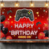 Video Game On Happy Birthday Backdrop Banner Decorations for Boys Kids, Red and Black Level Up Theme