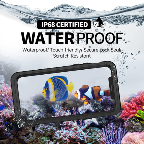 BEASTEK iPhone 12 Waterproof Case, FSN Series IP68 Magnetic Shockproof with Built-in Screen Protector, 6.1 inch (Black)