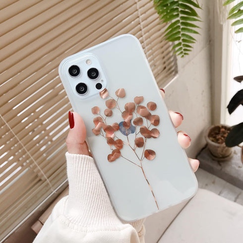 ZCDAYE 13, 13, Clear Case for iPhone Galvanized Leaves TPU Case Protective Case for iPhone Saplings