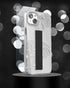 ENCASED iPhone 14 Finger Loop Case with Strap Grip & Screen Protector - Clear/White Lace Leaf Design