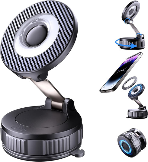 NKNZLY Vacuum Magsafe Car Phone Holder [120+ LB Strongest Suction & 3000gf Strongest