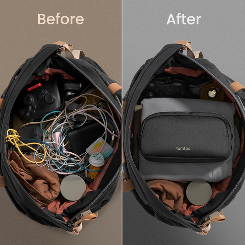 tomtoc Electronics Organizer Travel Case, Water Resistant Travel Bag Cable Organizer for Essentials, Tech Pouch