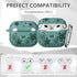 Silicone Case for AirPods 3rd Generation with Butterfly Flowers Engraved Design, Cleaner Kit & Keychain, Green