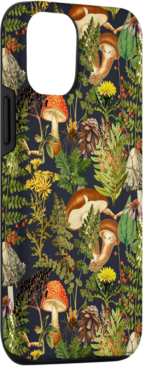 iPhone 12/12 Pro Case - Mushroom Woodland Scene with Elderberries Fungi Nature Shrooms