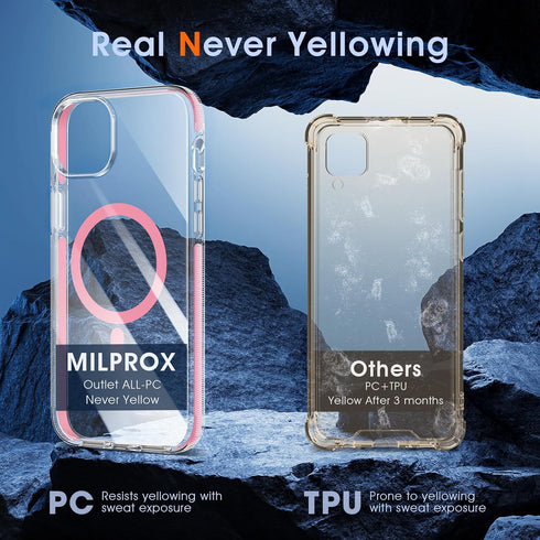 MILPROX Compatible with iPhone 15 Plus Case - Compatible with MagSafe - Magnetic Clear Trasparent Design - Non-Yellowing Anti-Slip - Shockproof Bumper Phone Cover - 6.7" 2023 - Pink