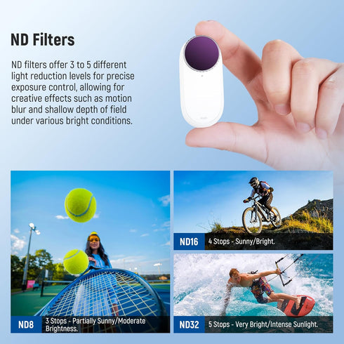NEEWER ND Filter Set for Insta360 GO 3S, CPL+ND8+ND16+ND32, Multi Coated HD Optical Glass Action Camera Accessories