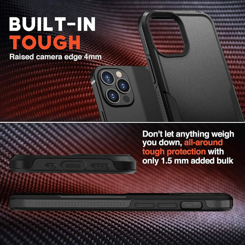 NTG Heavy-Duty Case for iPhone 12 Pro Max, Rugged Lightweight Slim Shockproof Protective Case, Black