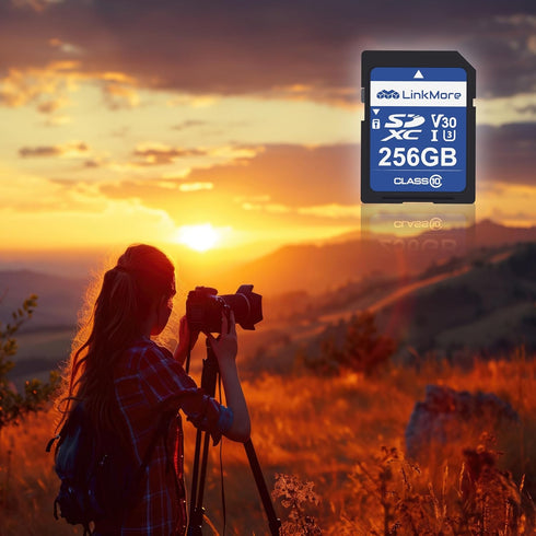 LinkMore 256GB SD Card, Compatible with Camera, PC, UHS-I, U3, V30, Class 10, Read Speed Up to 95 MB/s