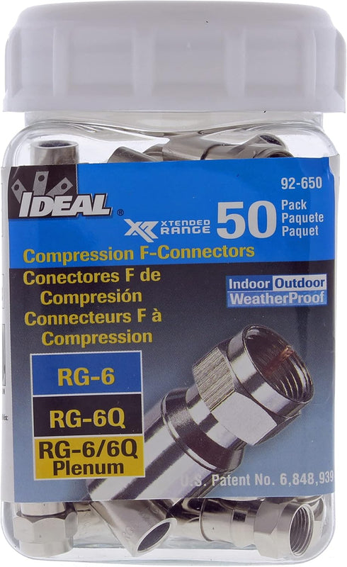 IDEAL Electrical RTQ RG-6 RTQ 92-650 Compression Connector, Pack of 50