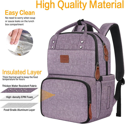Backpack Backpacks 15.6 inch MATEIN Laptop with Lunch Box, Insulated Women with Cooler Compartment, Fits Laptop Water