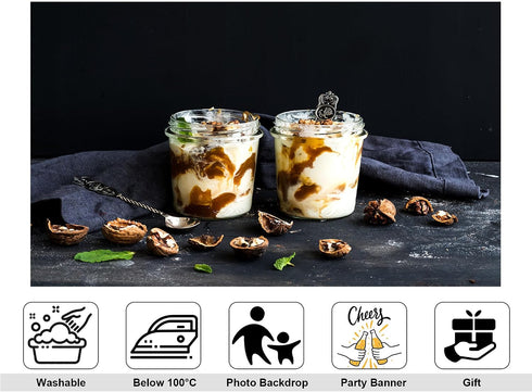 KeyWork 10x10ft Yogurt Parfait Backdrop Walnut and Caramel Dessert Photography Background for Brunch Party Sweet Event