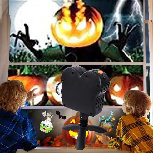 Halloween Window Projector, Outdoor Halloween Projectors, LED Holographic Projection Lamp, 6 Halloween Movies, 6