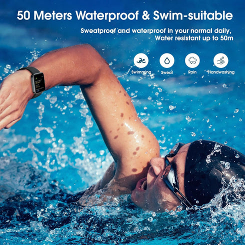 Smart Watch, Fitness Tracker, 45mm Touchscreen, Heart Rate Monitor, Blood Oxygen, Sleep Tracking, IP68 Waterproof,