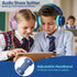 A+ Scholars 2 Pack 3.5mm Kids Headphones with Sharing Splitter, Stereo Sound Over-Ear Wired Headphones for Kids