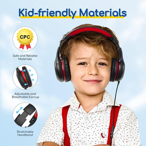 EarFun 2Packs Kids Headphones Wired with Microphone, 85/94dB Volume Limit, Portable Headphones for School/Tablet