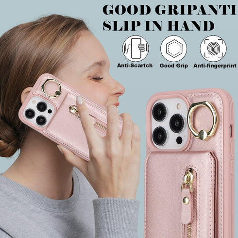 iPhone 15 Pro Max Case Wallet with Card Holder, Detachable 2-in-1, MagSafe Compatible for Women & Men - Pink