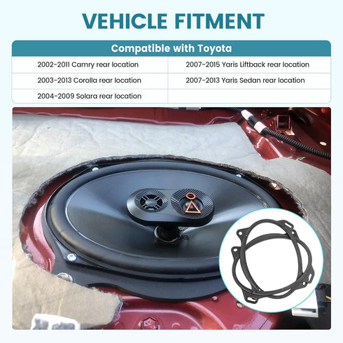 6x9 Inch Rear Deck Speaker Adapter Spacer Ring for Toyota Camry/Corolla/Yaris 2002-2013 Aftermarket Radio Mounting