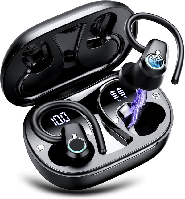 Wireless Earbuds, 2023 Bluetooth Headphones 5.3 Sport, 50H Earbuds with Earhooks, Deep Bass Stereo Noise Cancelling.