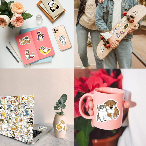 Cute Cat Stickers | 100 PCS | Vinyl Waterproof Stickers for Laptop, Guitar, Motorcycle, Bike, Skateboard, Phone