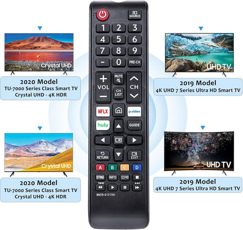 Replacement BN59-01315A BN59-01315J Remote Control for Samsung 4K Crystal UHD 6/7/8/9/TU-7000 Series Smart TV