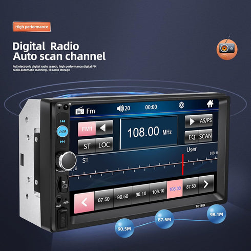 Double Din Bluetooth Car Stereo, 7 inch HD Touch Screen Car Radio with Backup Camera, Support Mirror Link for