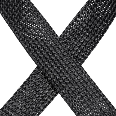 uxcell 50 Ft Expandable Braided Cable Sleeve, 1 Inch PET Wire Management Protector, Black