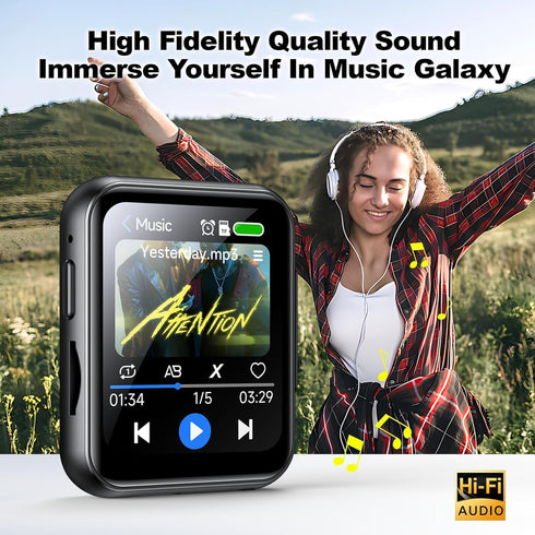 Voxitenus MP3 128GB 5.4 2" Player with TF Card, Bluetooth Lossless Sound Audio Player, Touch Screen Portable Music