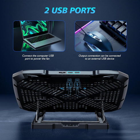 Laptop Cooling Pad, Gaming Laptop Cooler with 5 Quiet Fans for 12-15.6 Inch Laptops, Adjustable Stand