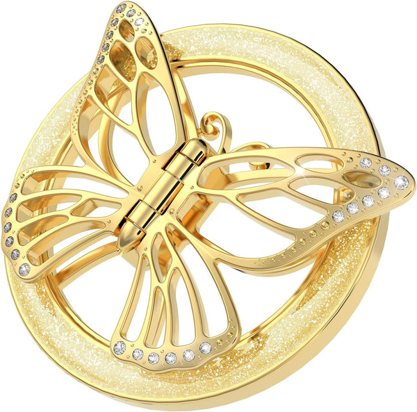2024 Upgrade Magnetic Phone Grip Compatible with MagSafe, Butterfly Holder Finger Kickstand, Adapter Ring Included, Gold