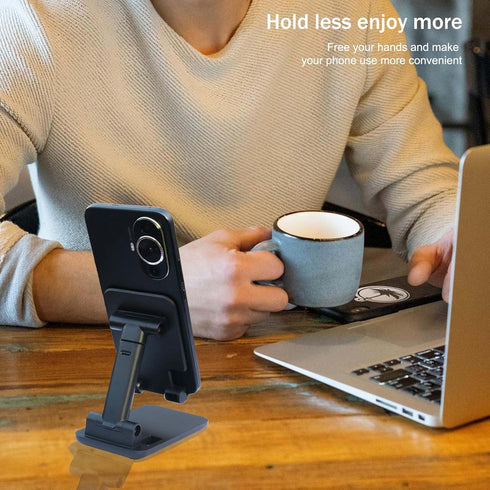 POHFP 3 4-10 Inches Pcs Cell Phone Stand,Fully Foldable and Angle Height Adjustable with Silicon Pad Cell Phone Holder