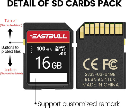EASTBULL 5-Pack 16GB 10 U1 V30 100MB/s 5-Pack 5 (16 5 Pack) of SD Card Class SD Card High-Speed Read SDHC Memory Card