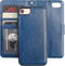 Bocasal Wallet Case for iPhone SE (2022/2020)/8/7 - PU Leather Magnetic Detachable Kickstand, Shockproof, Blue