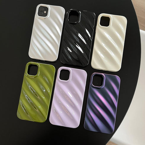 Cute Curly Wave Case for iPhone 12, 6.1 inches, Water Ripple Pattern, Slim Shockproof Silicone Cover for Boys Girls