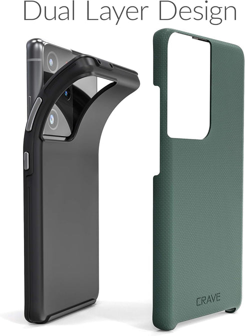 Crave Dual Guard Case for Galaxy S21 Ultra, Shockproof Protection Dual Layer - 6.8 inch Forest Green