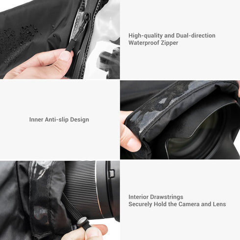 JJC Camera Rain Cover Sleeve for Canon, Nikon, Sony, Fujifilm Mirrorless Cameras with Lens Below 7.1x5.5x9.1”
