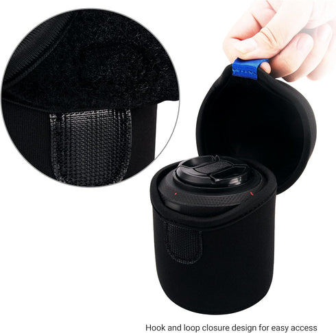 JJC Water Resistant Neoprene Camera Lens Pouch, Fold-Over Bag for Mirrorless Lenses Up to 3.1 x 3.1 for Sony, Canon,