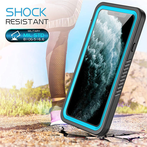 Compatible with iPhone 11 Waterproof Case, Full-Body Rugged Bumper Sealed Cover, Shockproof Dustproof Case (Blue/Clear)