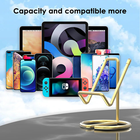 HZZADZXW Metal Cell Phone Stand for Desk, Cute One-Piece Phone Holder, Stable Desktop Display Dock for iPhone, iPad