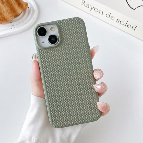 Case for iPhone 13/iPhone 14,Cute 3D Laid Braid Woven Pattern Desgin Solid Color Girls Case,Soft TPU Shockproof Case for iPhone 13 iPhone 14 6.1 Inch,Pea Green