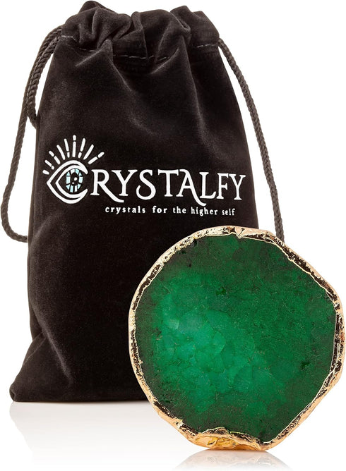 Grips Crystal Phone Grip & Stand, Expandable Collapsible Holder for Smartphones/Tablets - Green Druzy Natural Gemstone