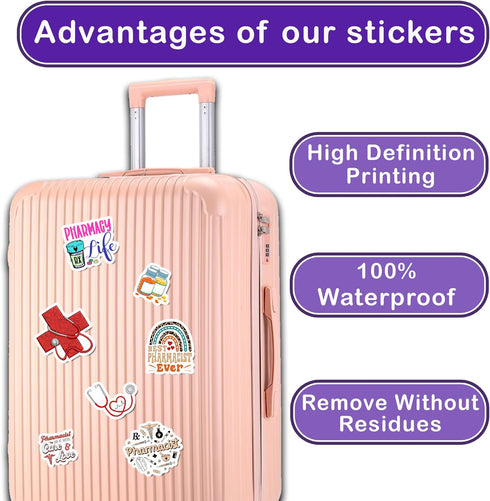 Pack of 50 PCS Waterproof Pharmacist Stickers, Vinyl Medical Themed Graphics for Phone Case Laptop Water Bottles