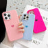Jmltech Pink Silicone iPhone 15 Pro Case for Women, Girly Heart Design, Soft Anti-Scratch Microfiber Lining.